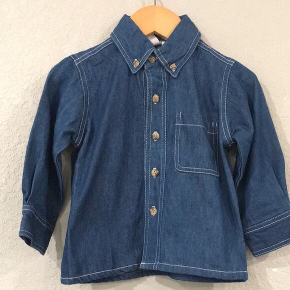 Goodlad Boys Sz 2T/3T Denim Button Up Shirt 100% Cotton Western - Picture 1 of 8